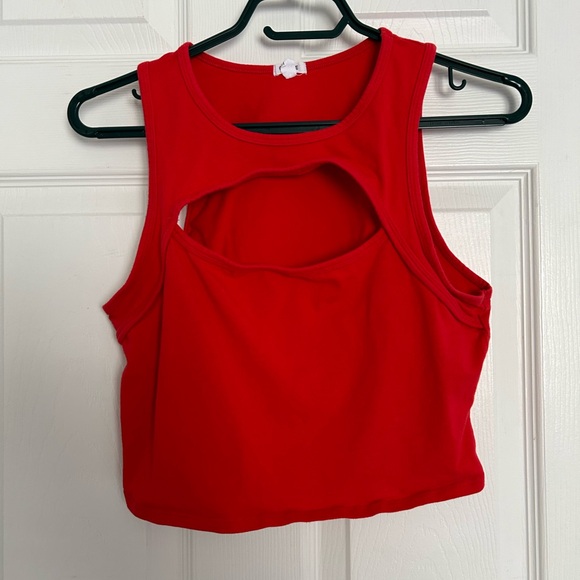 Garage Red Cut Out Cropped Tank - Picture 1 of 4